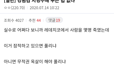 어쩌다 실수로 사람을 몇명 죽인 게임 유저