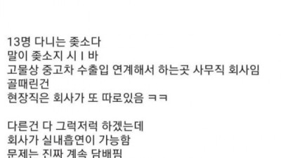 실내 흡연이 가능한 곳에 취직한 디시인