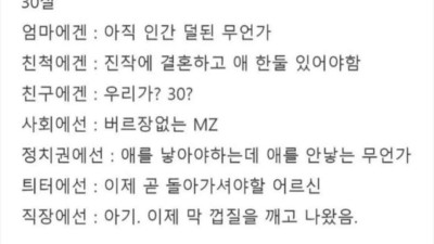 요즘 30살 체감
