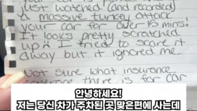 누가 차를 긁어놓고 쪽지만 남겨놨다